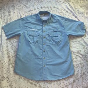 SNAP ON Tools Button Down Shirt Short Sleeve Fisherman Blue Size Large
